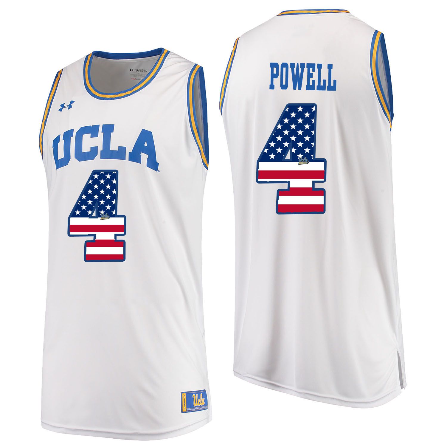 Men UCLA UA #4 Powell White Flag Customized NCAA Jerseys